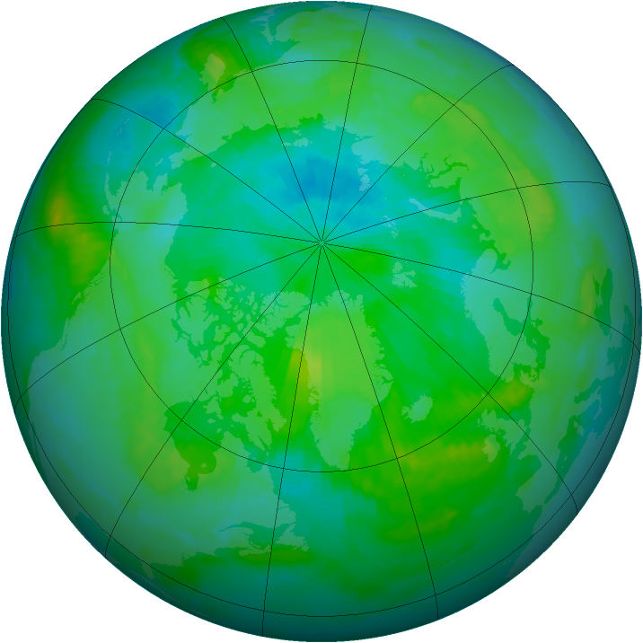 Arctic ozone map for 08 August 1996